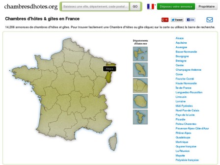  Chambres d'hôtes et gîtes en France